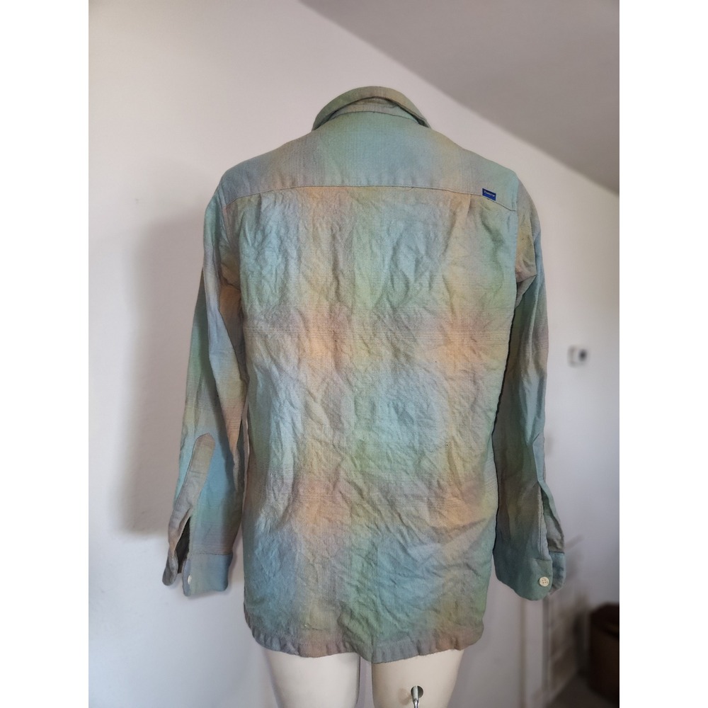 Pendleton VINTAGE Board Shirt Fitted S Blue Green Ombre Plaid USA Virgin Wool - Picture 3 of 8